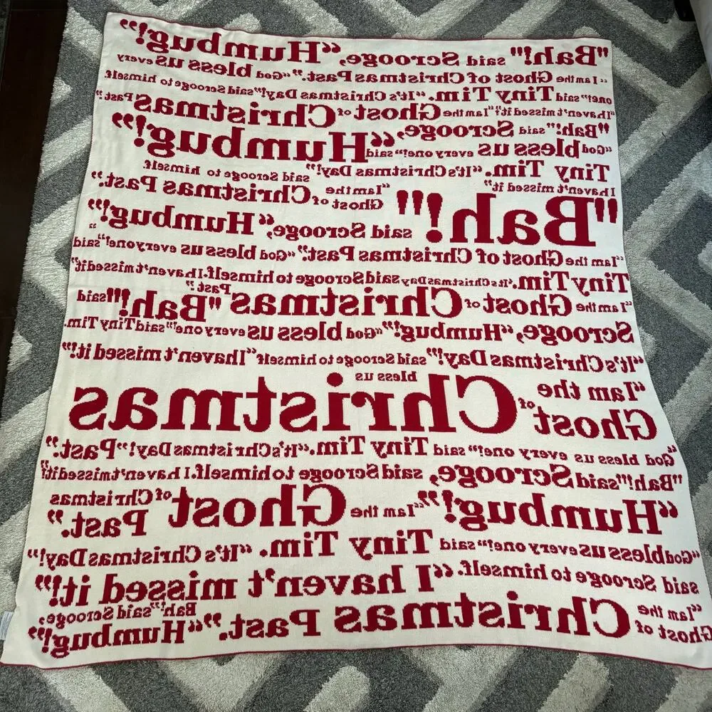 Punctuate Barnes & Noble Christmas Carol Throw Blanket Scrooge 62x52 Red
